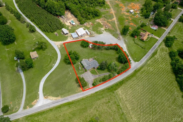 1094 Pigeon Run Rd, Gladys, VA 24554 - overview of rural landscape featuring property parcel outlined and extensive farmland