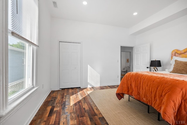 1004 Buchanan, Lynchburg, VA 24501 - bedroom featuring multiple windows, dark wood-style floors, recessed lighting, and baseboards