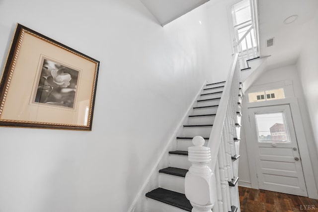 1004 Buchanan, Lynchburg, VA 24501 - stairs featuring wood finished floors and a high ceiling