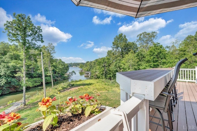 1620 Stripers Cove Rd, Goodview, VA 24095 - wooden deck with a water view