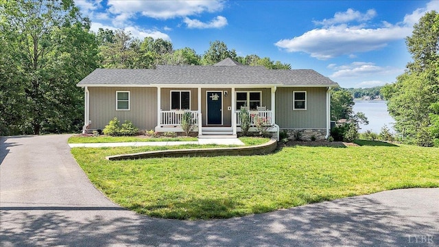 1620 Stripers Cove Rd, Goodview, VA 24095 - ranch-style home with covered porch and a front yard