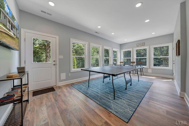 1620 Stripers Cove Rd, Goodview, VA 24095 - recreation room with baseboards, wood finished floors, and recessed lighting