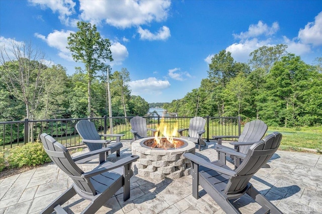 1620 Stripers Cove Rd, Goodview, VA 24095 - view of patio with an outdoor fire pit
