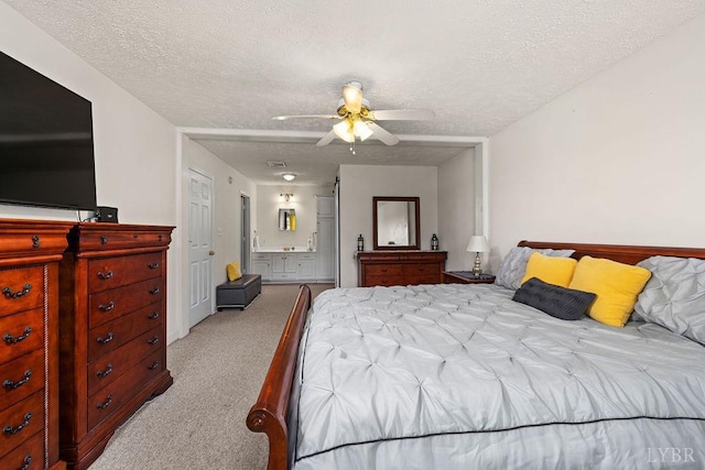 4710 Hummingbird Ln, Concord, VA 24538 - bedroom featuring carpet, a textured ceiling, ensuite bathroom, and a ceiling fan