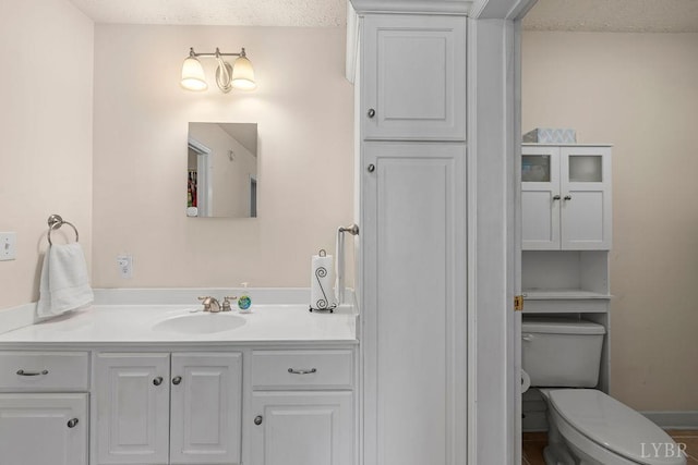 4710 Hummingbird Ln, Concord, VA 24538 - bathroom with vanity, toilet, and a textured ceiling