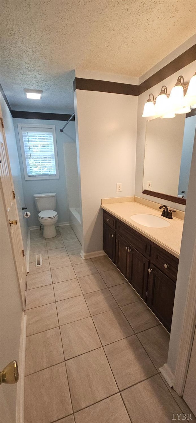 511 Bent Oak Ct, Lynchburg, VA 24502 - bathroom with vanity, a textured ceiling, tile patterned flooring, and bathing tub / shower combination