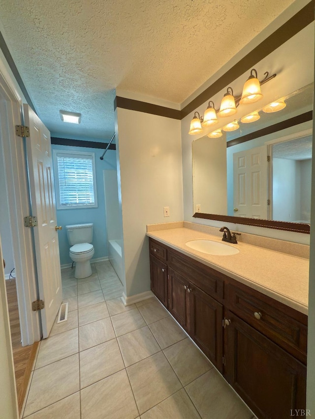 511 Bent Oak Ct, Lynchburg, VA 24502 - bathroom with vanity, tile patterned floors, shower / bath combination, and a textured ceiling