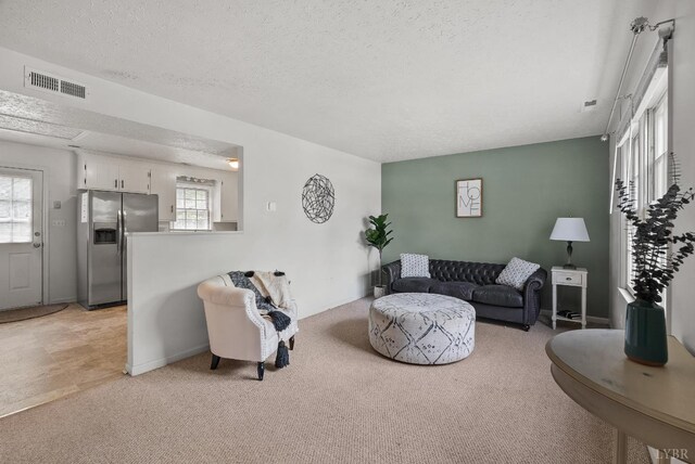 403 W Cadbury Dr, Lynchburg, VA 24502 - living room featuring light colored carpet and a textured ceiling