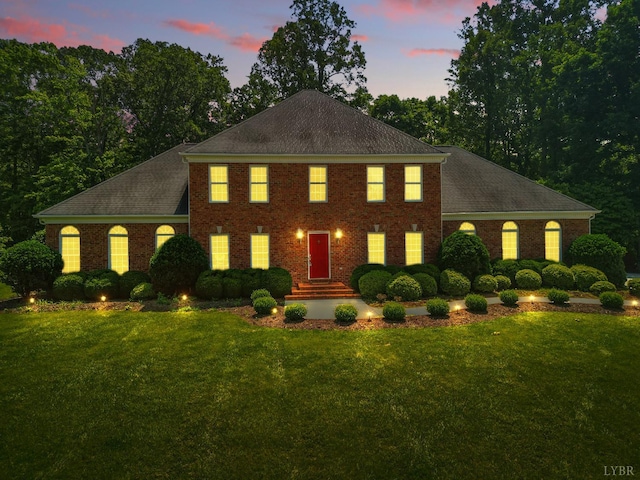 103 Waterton Dr, Lynchburg, VA 24503 - colonial inspired home with a yard, roof with shingles, and brick siding