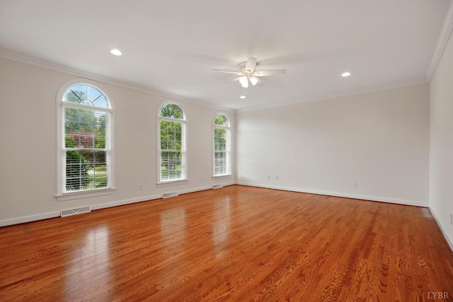 103 Waterton Dr, Lynchburg, VA 24503 - unfurnished room featuring ornamental molding, light wood-style flooring, ceiling fan, and recessed lighting