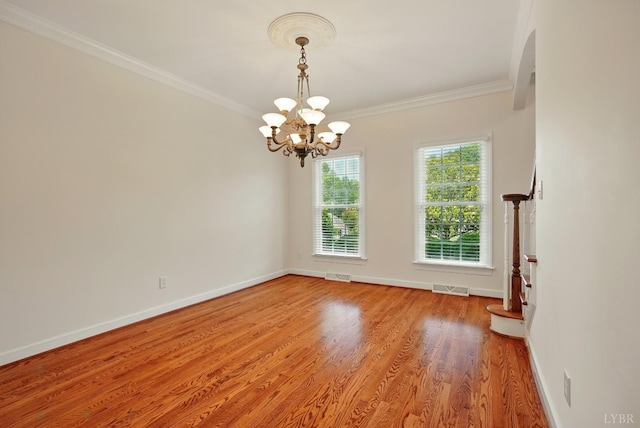 103 Waterton Dr, Lynchburg, VA 24503 - spare room with ornamental molding, light wood finished floors, and a chandelier