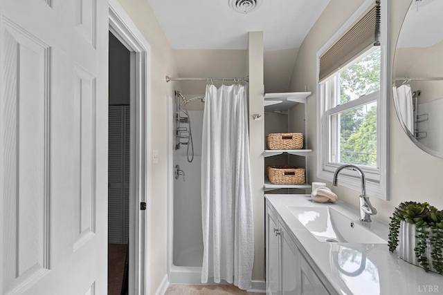 1708 Westwood Ave, Richmond, VA 23227 - bathroom with vanity and a shower with curtain