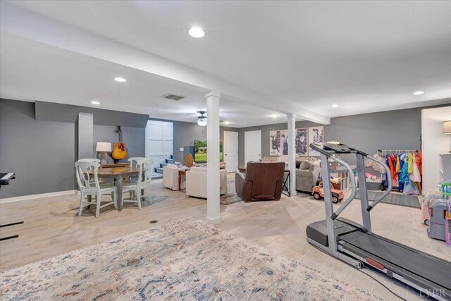 1369 Timberlake Dr, Lynchburg, VA 24502 - workout area featuring recessed lighting and wood finished floors