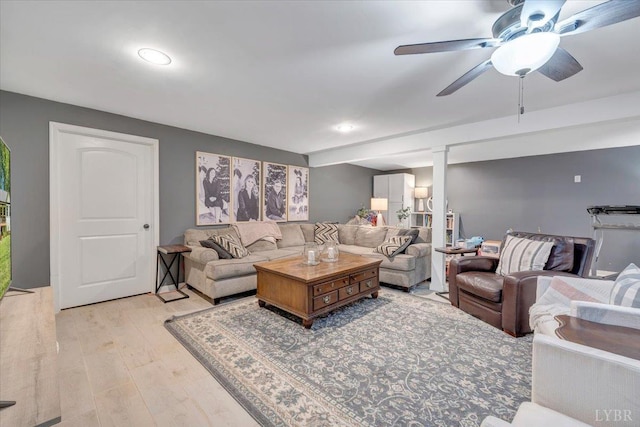 1369 Timberlake Dr, Lynchburg, VA 24502 - living room featuring light wood-style floors, a ceiling fan, and recessed lighting