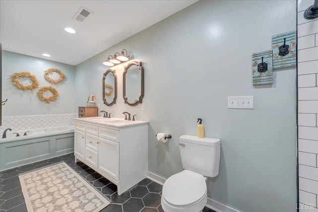 1369 Timberlake Dr, Lynchburg, VA 24502 - full bathroom with double vanity, a bath, tile patterned flooring, and recessed lighting