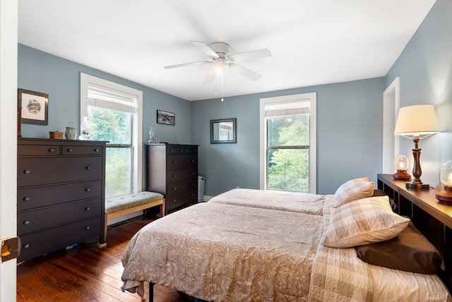 1801 Floyd St, Lynchburg, VA 24501 - bedroom featuring dark wood-style flooring, multiple windows, and ceiling fan
