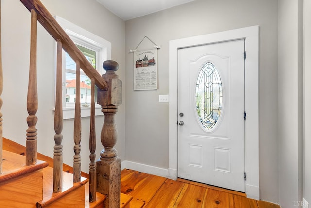 1801 Floyd St, Lynchburg, VA 24501 - foyer entrance featuring light wood-type flooring, baseboards, and stairs