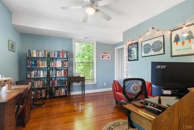 1801 Floyd St, Lynchburg, VA 24501 - office featuring hardwood / wood-style flooring, a ceiling fan, and baseboards