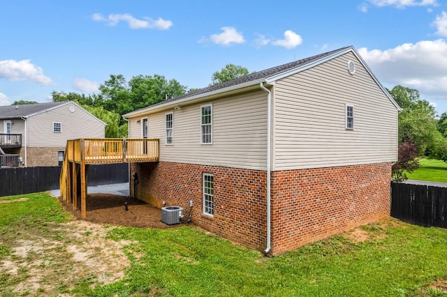 100 Creston Oaks Ct, Forest, VA 24551 - back of property with a deck, cooling unit, and brick siding