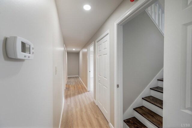100 Creston Oaks Ct, Forest, VA 24551 - corridor with light wood finished floors, recessed lighting, stairway, and baseboards