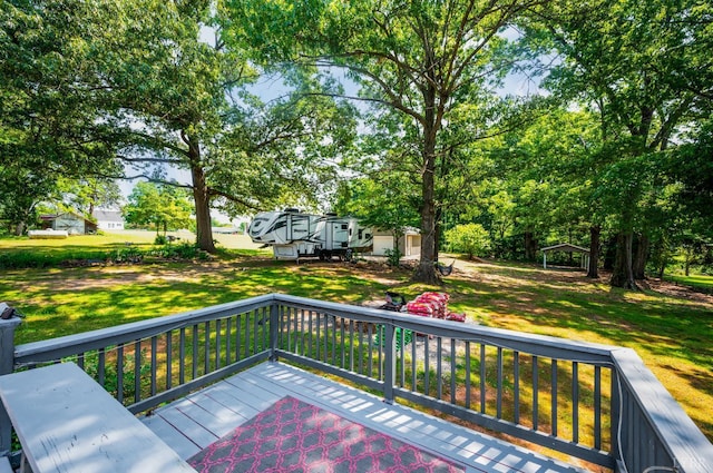 206 Huffmond St, Gretna, VA 24557 - wooden deck featuring a lawn