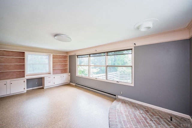 2207 Indian Hill Rd, Lynchburg, VA 24503 - spare room featuring a baseboard heating unit, built in study area, and ornamental molding