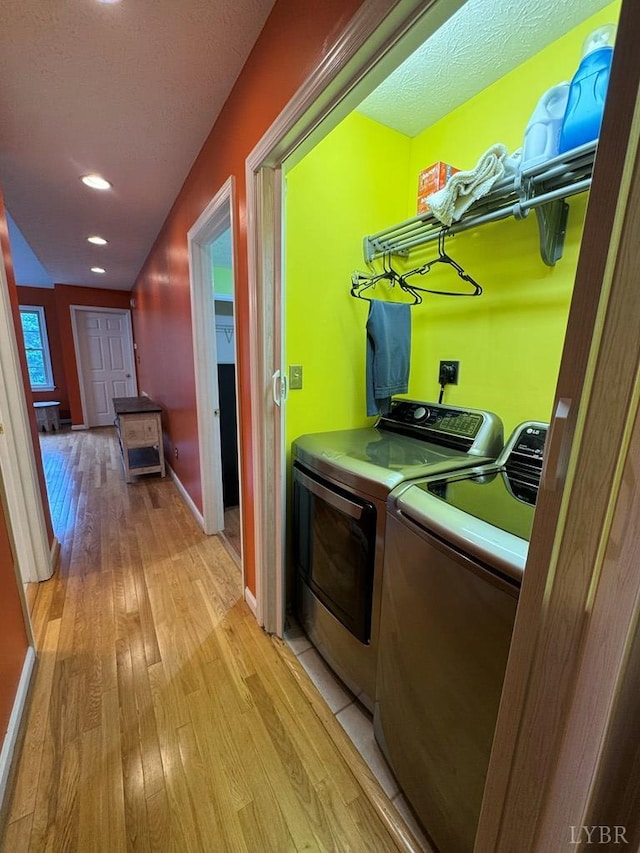 8 Northgate Ct, Lynch Station, VA 24571 - washroom featuring independent washer and dryer, light wood finished floors, a textured ceiling, and recessed lighting