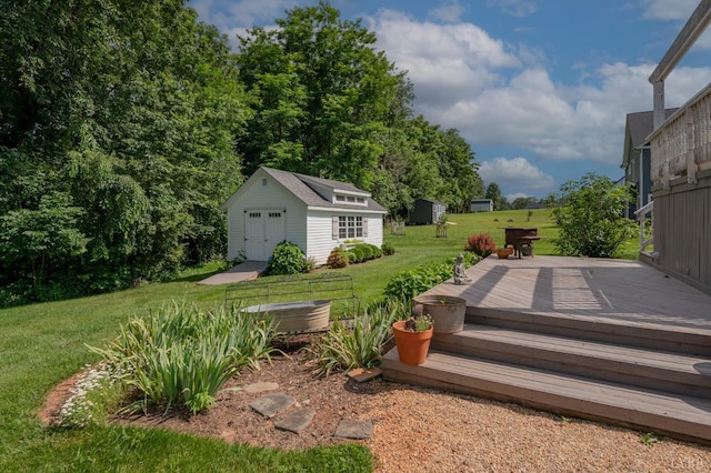 136 Timber Ridge Dr, Forest, VA 24551 - view of grassy yard with a deck and a storage shed