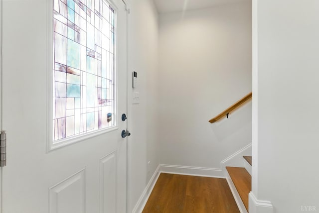 1036 Brownstone Dr, Forest, VA 24551 - doorway with wood finished floors and stairs