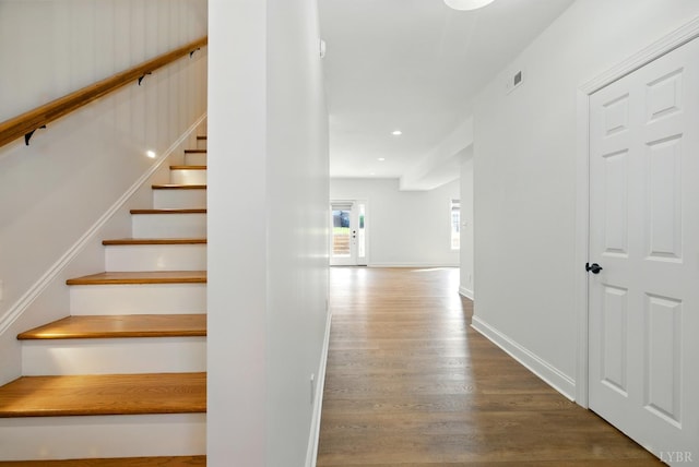 1036 Brownstone Dr, Forest, VA 24551 - staircase with wood finished floors and recessed lighting