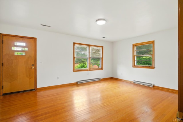 102 SE St, Brookneal, VA 24528 - empty room with a baseboard heating unit and wood finished floors