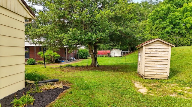 102 SE St, Brookneal, VA 24528 - view of grassy yard featuring a storage unit