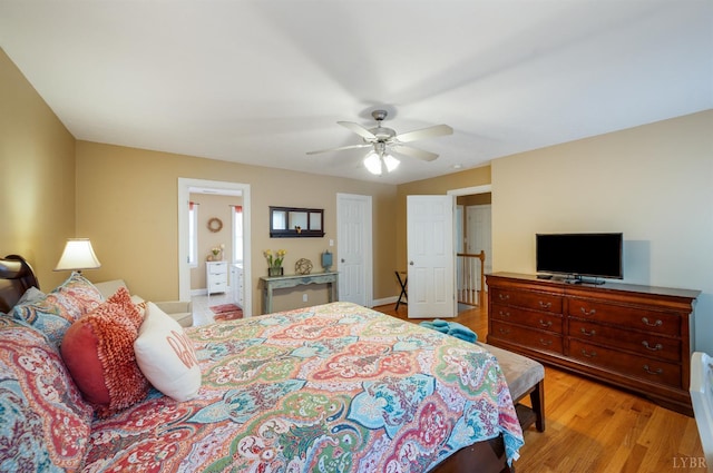 116 Wyndsong Pl, Lynchburg, VA 24502 - bedroom featuring light wood-style floors, a ceiling fan, and connected bathroom