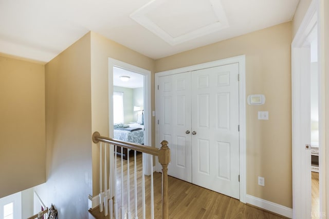 116 Wyndsong Pl, Lynchburg, VA 24502 - hallway featuring an upstairs landing, light wood-type flooring, and attic access