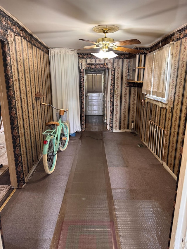512 Polk St, Lynchburg, VA 24504 - miscellaneous room featuring wallpapered walls and a ceiling fan
