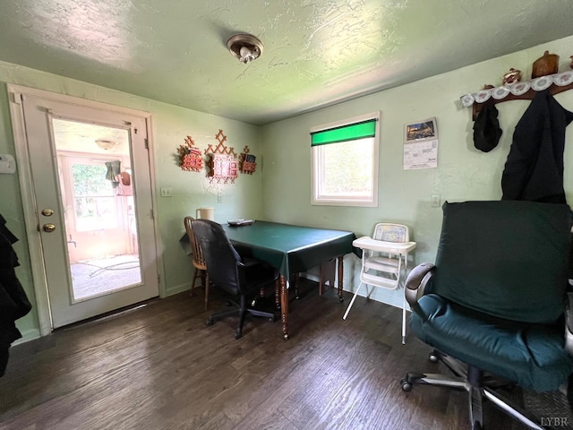 8288 Red House Rd, Phenix, VA 23959 - office with wood finished floors and a textured ceiling