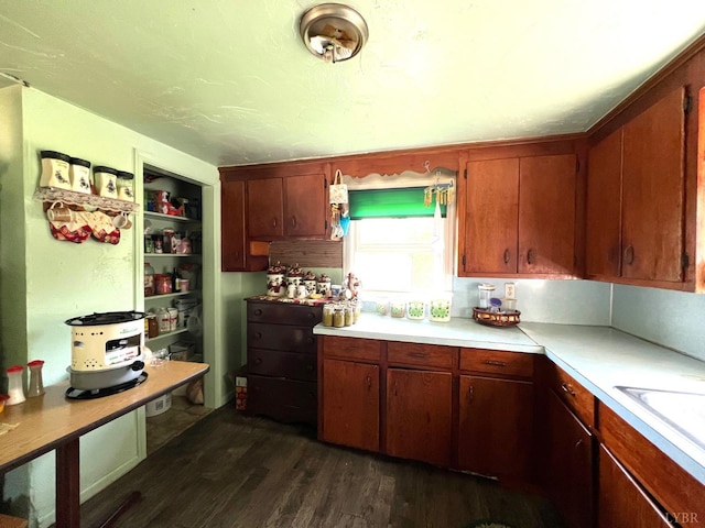 8288 Red House Rd, Phenix, VA 23959 - kitchen with dark wood-style flooring and light countertops