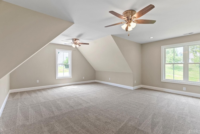 1290 Ivy Creek Dr, Forest, VA 24551 - additional living space featuring a ceiling fan, carpet floors, and lofted ceiling