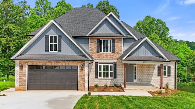 1290 Ivy Creek Dr, Forest, VA 24551 - craftsman inspired home featuring board and batten siding, concrete driveway, a porch, and a shingled roof