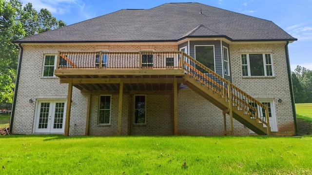 1290 Ivy Creek Dr, Forest, VA 24551 - rear view of house featuring stairway, brick siding, and a wooden deck