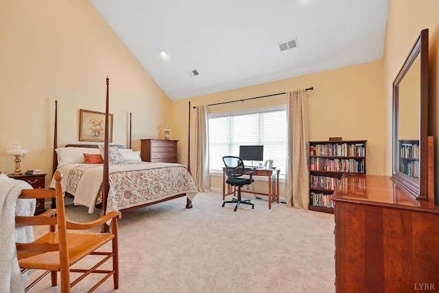 403 Cornerstone St, Lynchburg, VA 24502 - carpeted bedroom with a desk, high vaulted ceiling, and recessed lighting