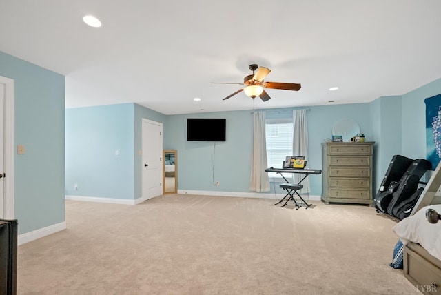 403 Cornerstone St, Lynchburg, VA 24502 - bedroom featuring light carpet, recessed lighting, and a ceiling fan