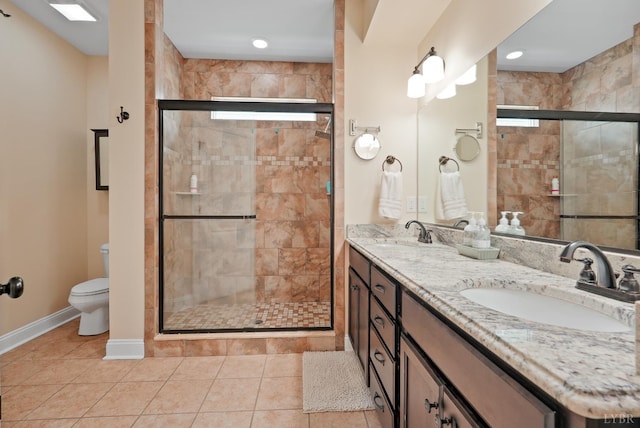 403 Cornerstone St, Lynchburg, VA 24502 - full bathroom with double vanity, a stall shower, plenty of natural light, and recessed lighting