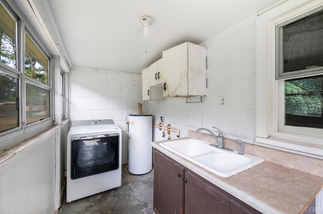 4550 Pumping Station Rd, Appomattox, VA 24522 - laundry room with washer / clothes dryer, water heater, and cabinet space