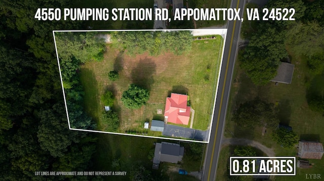 4550 Pumping Station Rd, Appomattox, VA 24522 - aerial view of property and surrounding area with property parcel outlined