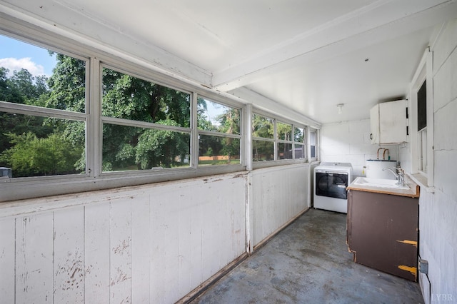 4550 Pumping Station Rd, Appomattox, VA 24522 - laundry area featuring washer / clothes dryer and concrete block wall