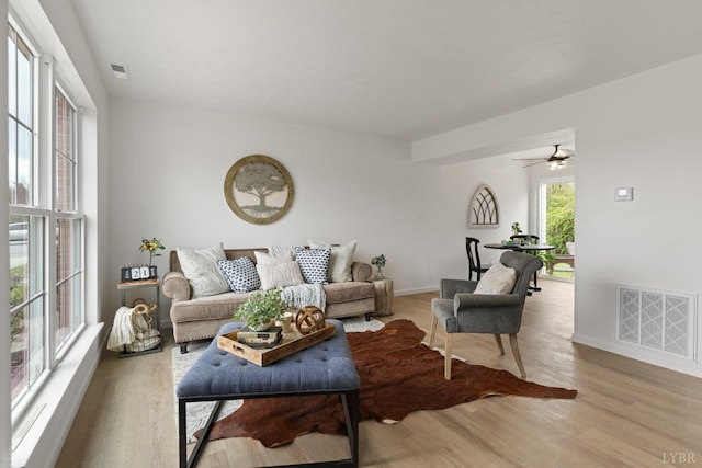 186 Dulwich Dr, Amherst, VA 24521 - living area with wood finished floors and a ceiling fan