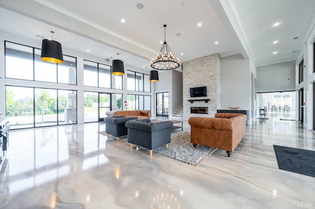 1010 Coles Ct, Forest, VA 24551 - building lobby with a towering ceiling, ornamental molding, and recessed lighting
