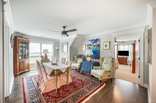 1010 Coles Ct, Forest, VA 24551 - dining room with a ceiling fan, crown molding, and wood finished floors
