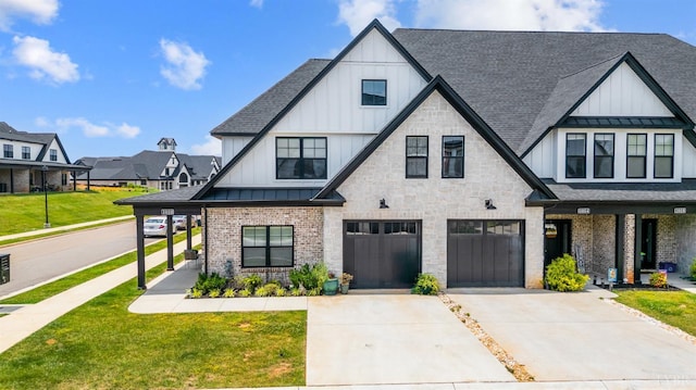 1010 Coles Ct, Forest, VA 24551 - view of front of house featuring board and batten siding, a standing seam roof, driveway, and a shingled roof